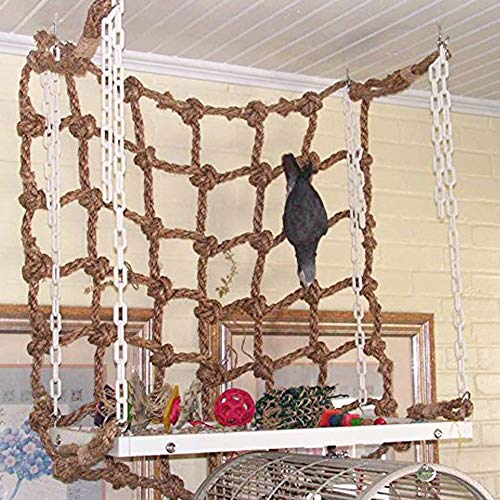 Qukaim Vogelschaukel Baumwollseil Vogelkletternetz, Papagei Hängematte Schaukel, Kauspielzeug Zubehör für Vögel, ideal zum Klettern und Spielen, 60cm lang von Qukaim