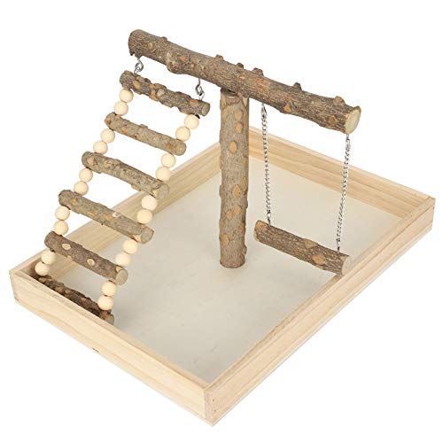 Qukaim Vogelsitzstange Ständer Holz Vogelstange Ständer Papagei Spielregal mit Großer Basis Vogeltraining Spielständer für Papageien und Vögel, Stabile Konstruktion, 28 x 20 x 15 cm von Qukaim