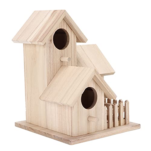 Qukaim Vogelzucht Deko Box Outdoor Vogelhaus Paulownia, Dreiraum Kleine Vogelzuchtbox für Wildvögel von Qukaim