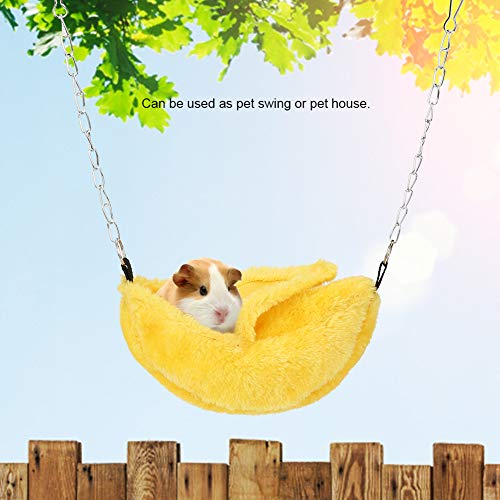 Qukaim Warmes Hamsternest Kleines warmes Plüsch-Bananenförmiges Haustiernest Haus für Hamster Hängematte Bett, Gelb, ideales Hamsternest, gemütlicher Schlafplatz, 30 x 20 cm von Qukaim