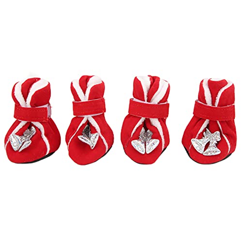 Qukaim Weihnachtsmann Hundeschuhe Winter Rot Hundeschuhe Niedliche Weihnachten Santa Puppy Sneaker für Kleine Mittlere Hunde Wasserdicht Anti-Rutsch Atmungsaktiv Größe M von Qukaim