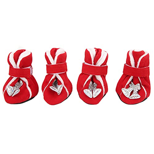 Qukaim Weihnachtsmann-Hundeschuhe für den Winter, rot, Weihnachtsmann-Welpensneaker für kleine und mittelgroße Hunde von Qukaim