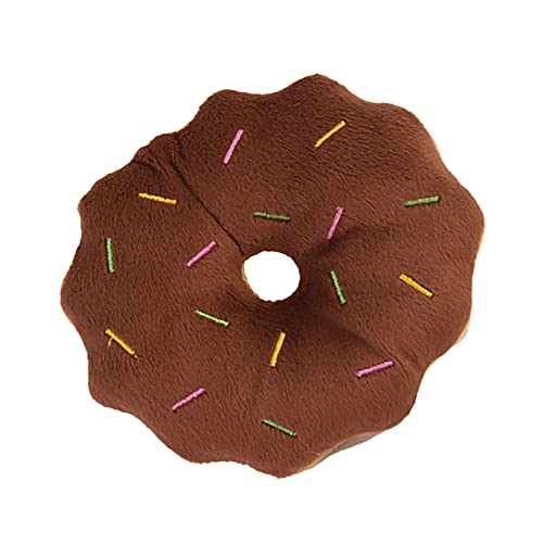 Qukaim Welpen-Donut-Spielzeug für Hunde, quietschendes Plüschtier, bissfestes Zähneknirschen, lindert Langeweile, Cartoon-niedlich, Haustierbedarf, Braun von Qukaim