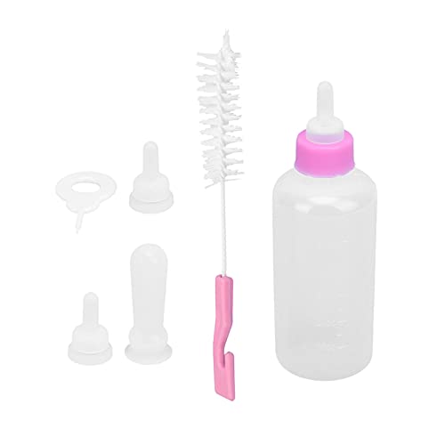 Qukaim Welpen Fütterungsflasche Set Haustier Futterflasche Ersatz Nippel, für Neugeborene Kätzchen Welpen Kaninchen Kleintiere, Blau/Rosa, 2 Stück von Qukaim