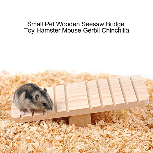 Qukaim Wippenspielzeug Kleintier Holz Wippe Brücke Spielzeug Hamster Maus Rennmäuse Chinchilla Interaktives Wippenspielzeug für Kleintiere 30cm lang Naturholz von Qukaim