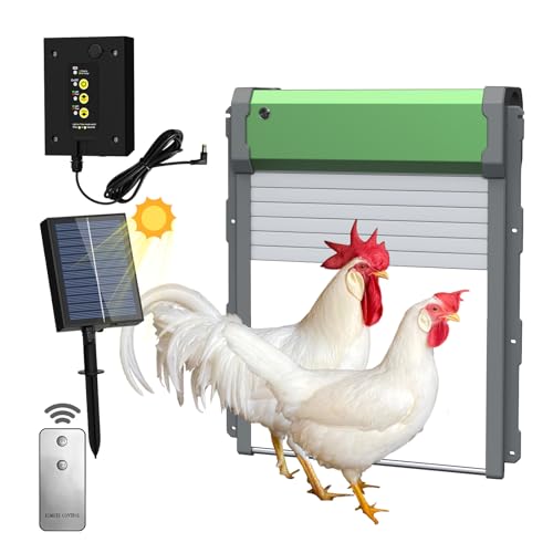 3-in-1 Automatische Hühnerstalltür Solar & Lithiumbatterie Ladezeitsteuerung & Lichtsensor für sicheren Geflügelauslauf (Grün) von Qumiaopet