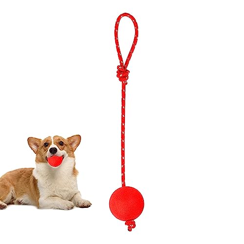 Qumiuu Hundeseilball,Interaktive Seilbälle aus Gummi | Tragbare Vollgummi-Hundebälle, Kauspielzeug, Gummi-Hundeseilbälle für große, kleine und mittelgroße Hunde von Qumiuu