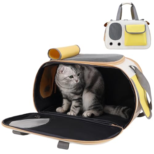 Qumiuu Transportbox für Hunde, Tragetasche für Haustiere,Tragbare Tragetasche für Katzen | Faltbare Tragetasche für Haustiere, Katzentransportbox für Welpen, Katzen, kleine Hunde und Tiere von Qumiuu