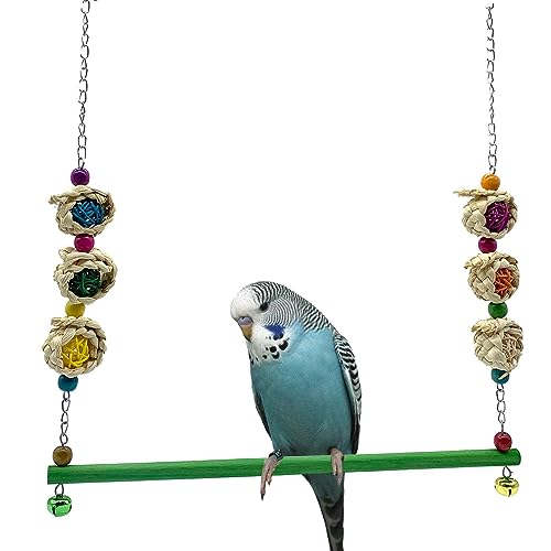 Vogelschaukel | Hingable Bird Swing Wooden Green Stand - Papageien-Holzständerschaukel für Sittiche, Kakadus, Nymphensittiche, Turteltauben, Kanarienvögel, Vogelspielzeug Qumiuu von Qumiuu