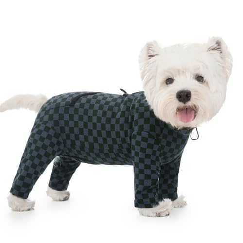 Fleece-Einteiler für den kalten Winter, dehnbarer Hunde-Winter-Body, verstellbar, Welpen, Pyjama, Haustierkleidung, Dunkelgrün, Größe L von Qunaawa