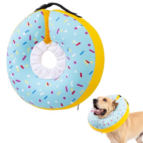 Hundekegel-Halsband, aufblasbarer Donut für große, mittelgroße und kleine Hunde, weiche, wasserdichte Hundekegel-Alternative nach Operationen, verhindert Lecken von Wunden, leicht zu reinigen (Blau, M von Qunaawa