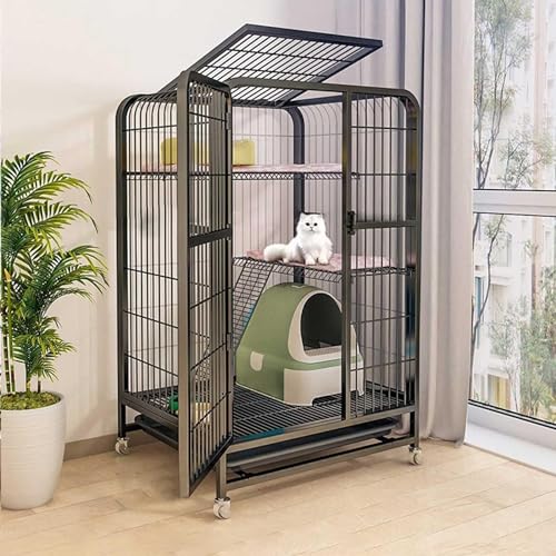 HXRW Katzengehege Katzenkäfig Outdoor Katzenhütte Katzenkäfig Laufstall Katzengehege auf Rädern Metall Kätzchen Käfig - für Kleintiere, Kätzchen für Frettchen, Kätzchen, Hase, Kaninchen, Kleintiere von Qunine