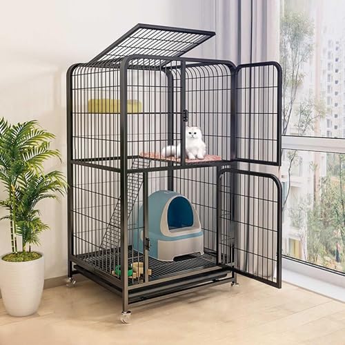 HXRW Katzengehege Katzenkäfig Outdoor Katzenhütte Katzenkäfig Laufstall Katzengehege auf Rädern Metall Kätzchen Käfig - für Kleintiere, Kätzchen für Frettchen, Kätzchen, Hase, Kaninchen, Kleintiere von Qunine