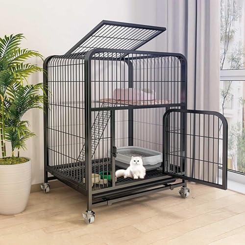 HXRW Katzengehege Katzenkäfig Outdoor Katzenhütte Katzenkäfig Laufstall Katzengehege auf Rädern Metall Kätzchen Käfig - für Kleintiere, Kätzchen für Frettchen, Kätzchen, Hase, Kaninchen, Kleintiere von Qunine