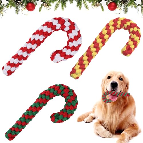 Weihnachten Hundespielzeug, Spielzeug Hund Weihnachten, Hundespielzeug Kleine Hunde, 3 Stück Zuckerstange Hund Hundespielzeug Kauspielzeug, Hundespielzeug Unzerstörbar, Hund Geschenk Weihnachten von Qunkun