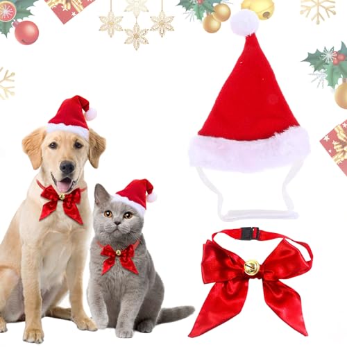 Weihnachten Hundekostüm, Hund Weihnachtsmütze, Weihnachtsmützen für Katzen, Hund Katzen Haustier Weihnachtsmütze, Haustier Weihnachten Kostüm Zubehör, Einstellbare Größe Haustier Hut für Katzen Hunde von Qunkun