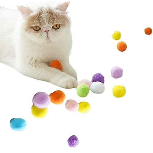 Qurygin Interaktiver Katzenball, Katzenballspielzeug | 12 Stück kleine rollende Katzenbälle - Katzen-Pompom-Bälle, Katzenball-Spielzeug, elastischer Plüschball, interaktives Spielzeug für den von Qurygin