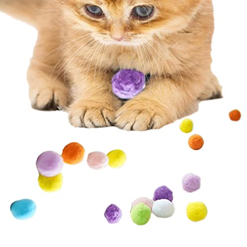 Qurygin Katzenballspielzeug,Katzenspielzeugball - Flauschige Bälle für Katzen 12 Stück | Katzen-Pompom-Bälle, Katzenball-Spielzeug, elastischer Plüschball, interaktives Spielzeug für den Innenbereich, von Qurygin