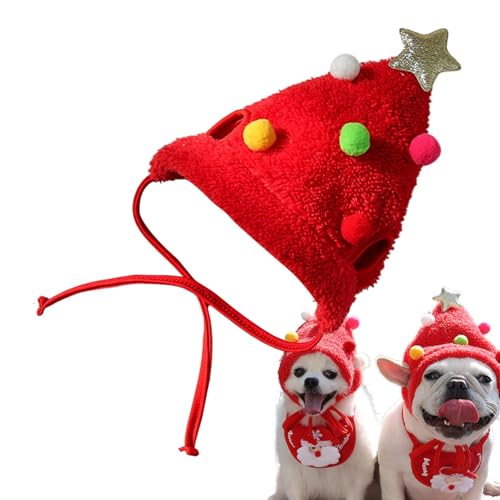 Qurygin Weihnachtsmütze für Hunde – Hundemütze, Haustier-Weihnachtsmannmütze, niedliches Cosplay-Kostüm, Kopfbedeckung, verstellbare Katzen-Weihnachtsmannmütze, Kostüm-Zubehör, warme Weihnachtsmütze von Qurygin