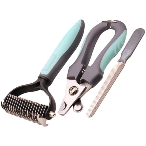 Qurygin Zehennagelknipser für Hunde, Krallenknipser für Hunde | 3 Teile/Satz Zehennagel Katzen Nagel Haustier Kit Clippers,Zehennagelknipser-Set, Pflegeset mit Kamm, Haustierpflegezubehör für Hunde, von Qurygin