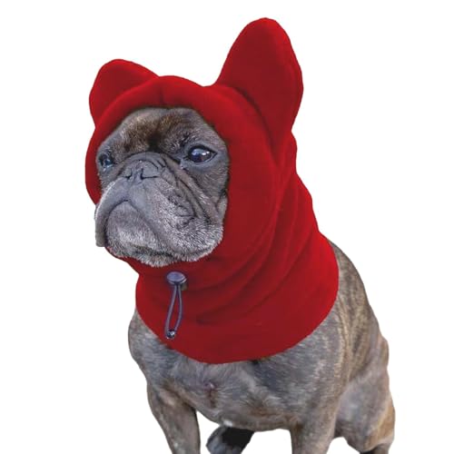 Wintermütze für Hunde – Polarfleece-Hunde-Kapuze, warme Mütze, Wintermützen für Hunde, Haustier-Wintermütze, beruhigende Hundeohren-Abdeckung, Fleece, winddicht, verstellbar, leise Ohren, Hoodie, von Qurygin