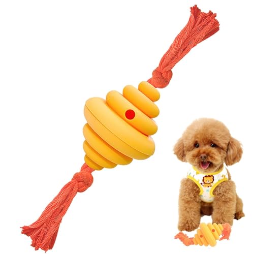 Qutalmi Hunde-Leckerli-Ball, interaktives Leckerli-Spielzeug für Hunde,Hundespenderball zum Kauen und Futterspielen - Leckendes Hundefutter-Spielzeug, Wabenrillen-Design, Anti-Erstickungsschutz, von Qutalmi