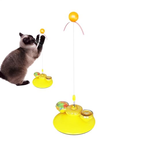 Qutalmi Interaktiver Katzenstab, Katzenstabspielzeug | Kätzchenspielzeug mit Saugnapf und leuchtendem Ball - Lustiger Katzen-Teaser, Kätzchen-Anreicherungsspielzeug für Katzen, Kätzchen, Spielübungen von Qutalmi