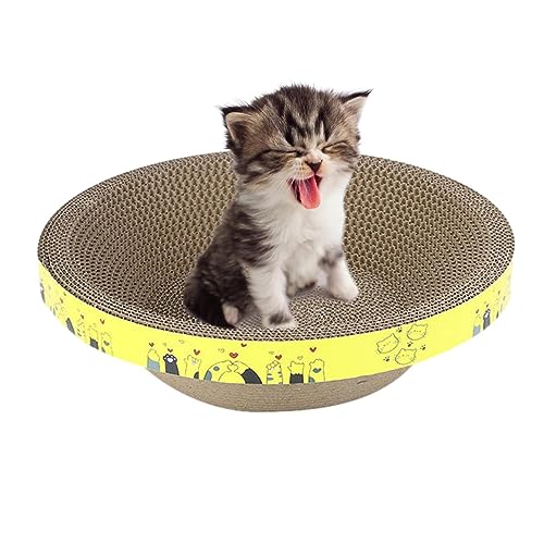 Qutalmi Katzenkratzbrett, runder Katzenkratzer | Kratznest für Katzen im Innenbereich, schalenförmige Pappunterlage,Mehrzweck-Spielspielzeug, schützt Wände, Sofa, Bett, Teppich und Möbel von Qutalmi