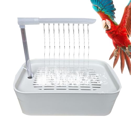 Qutalmi Vogelbadewanne, Vogeldusche - Automatische kleine Vogeldusche - USB angetriebene Cockatiel Badewanne, Haustierkäfigbadespielzeug für kleine mittlere Rassen von Qutalmi