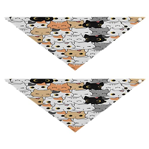 2 Stück Hundehalstuch, Cartoon-Tier-Katzen-Haustier-Bandana für Hunde, Katzen, Haustier-Dreieck-Lätzchen, Hundeschal, Urlaubszubehör für Welpen, Katzen, Hunde, groß von Quteprint