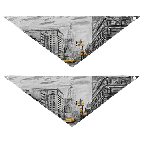 2 Stück Hundehalstuch, New York Street Art Malerei Haustier Bandana für Hund Katze Kopftuch waschbar Haustier Dreieck Lätzchen Hundeschal Urlaub Zubehör für Welpen Katzen Hunde, klein von Quteprint