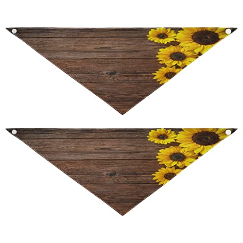 2 Stück Hundehalstuch, Vintage Sonnenblume Holz Haustier Bandana für Hund Katze Halstuch Waschbar Haustier Dreieck Lätzchen Hundeschal Urlaub Zubehör für Welpen Katzen Hunde, Medium von Quteprint