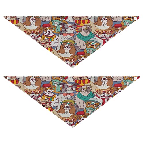 2 x Hundehalstücher, Tier-Hundebrille, Haustier-Bandana für Hund und Katze, Halstuch, waschbar, Dreieck-Lätzchen, Hundeschal, Urlaubszubehör für Welpen, Katzen, Hunde, Größe M von Quteprint