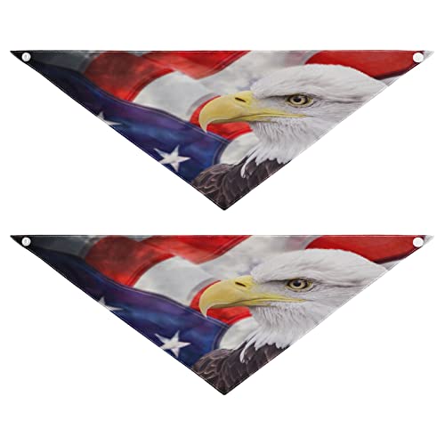 Hundehalstuch, Motiv: Vogel mit amerikanischer USA-Flagge, Haustier-Bandana für Hund und Katze, waschbar, Dreieck-Lätzchen, Hundeschal, Urlaubszubehör für Welpen, Katzen, Hunde, Größe S, 2 Stück von Quteprint