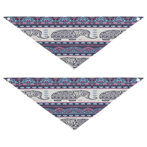 Hundehalstuch, geometrisches indisches Blumenmuster, Elefant, Haustier-Bandana für Hund und Katze, waschbar, Dreieck-Lätzchen, Hundeschal, Urlaubszubehör für Welpen, Katzen, Hunde, Größe S, 2 Stück von Quteprint