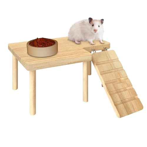 Quzente Hölzerne Hamster Spielplatzplattform, Kleine Haustiertreppen Spielzeugplattform Mit Treppe, Hamster Kletterspielzeug Für Meerschweinchen Chinchillas Rennmäuse Und Mäuse von Quzente