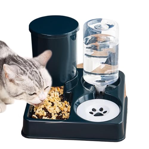 Quzente Automatischer Katzenfutterspender und Wasser, 2-in-1-Trinkflasche, abnehmbare automatische Futterspender, tragbares Haustierzubehör für Zuhause, Reisen von Quzente