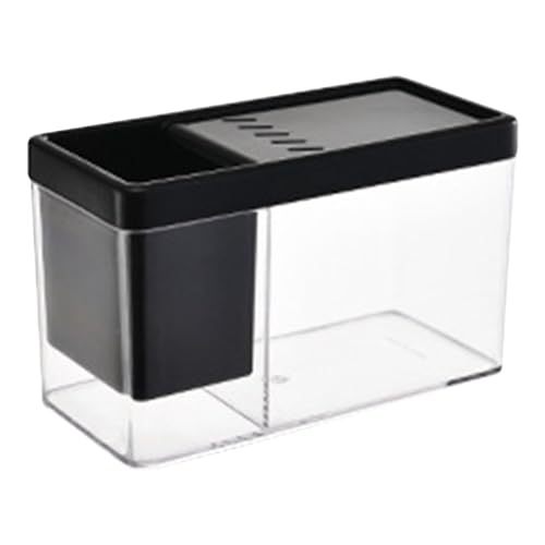 Quzente Kleines Aquarium, Betta Aquarium - Transparentes Fisch-Aquarium-Desktop-Fischglas - Betta-Aquarium-Desktop-Fischschalen-Organizer für Garnelen-, Betta- und kleine Krabbenlebensräume von Quzente