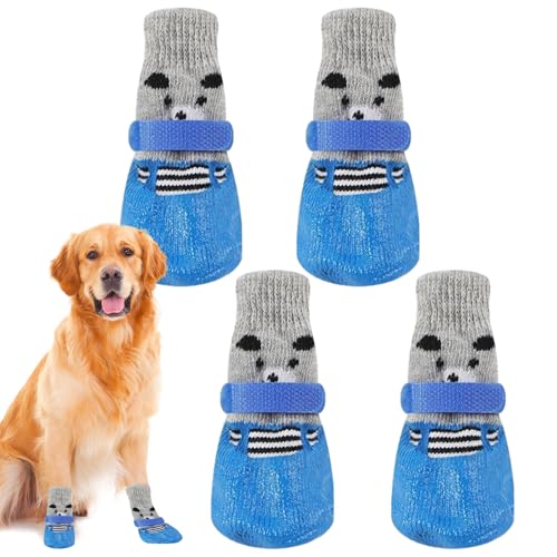 rutschfeste Hundesocken, Hundepfotenschutz - rutschfeste, atmungsaktive Hundesocken - Verschleißfeste Hundeschuhe für kaltes Wetter, weiche Haustiersocken für Teppiche, Sofas, Hartholzböden Quzente von Quzente