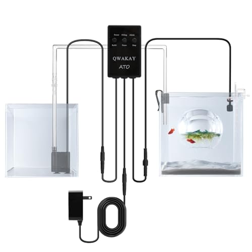 Auto Top Off System Aquarium – Intelligentes automatisches ATO-System für Aquarien – Wasserstandskontroller-Set für Salzwasseraquarium (mit Tauchpumpe) von Qwakay