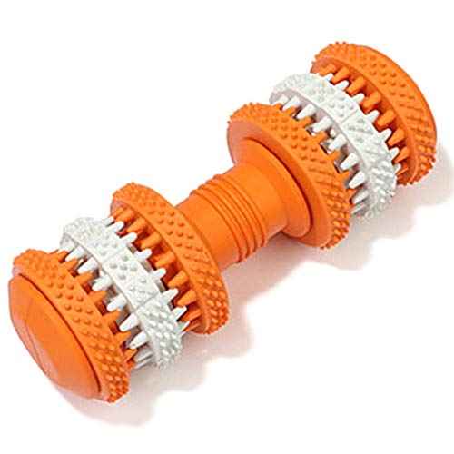 Qwertfeet Gummi-Molaren Dumbbell Clean Zahnen Stick Bite Toys Chew Toys Swivel Leakage Food Orange von Qwertfeet