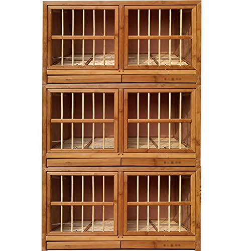 Qxdgoal Taubenkäfig, Großer Bambus-Vogelkäfig im Freien, Tauben-Paarkäfig mit einem Stock, Oberer Klapptür, Mehrzweckkäfig mit 2 Herausnehmbaren Tabletts (Color : Brown-B, S : 31.5inches) von Qxdgoal