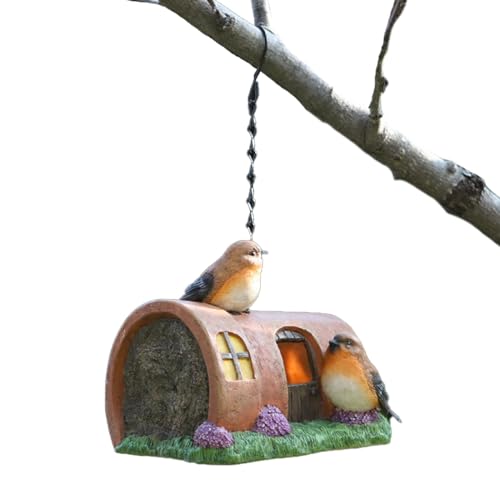 Bird Feeder House, Resin Bluebird Bird Box, Outdoor Bird Nest for Kids, Family, and Friends, Houses for Outside, Charming Garden Birdhouse for All Seasons, Chinese New Year von Qzdtue