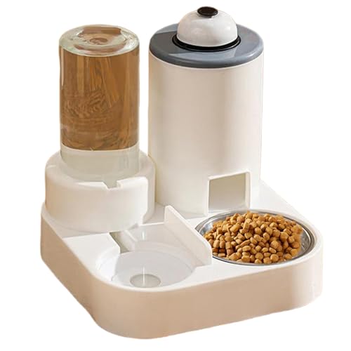 Cat Food Dish with Water Bottle, Pets Water and Food Bowl Set, Feeder Dish with Bell, Pet Feeder and Waterer Set for Small Cat or Dog,Pet Feeder Dish with Water Bottle, Cat Food and Water Bowl Set von Qzdtue