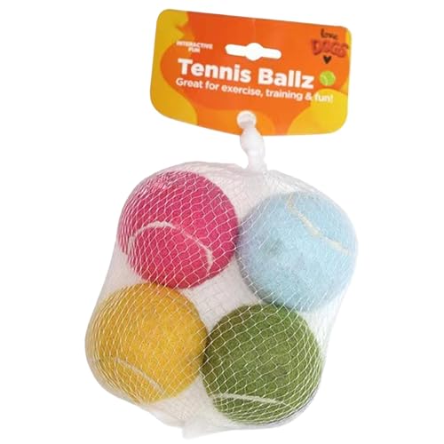 Dog Toy Balls, Dog Balls Teething Toys Pet Ball, Dog Balls Teething Toys 4 x Puppy Chew Balls, Interactive Dog Fetch Ball, Squeaky Pet Toys for Übung, Training, and, Dog Toy Balls for Teething von Qzdtue