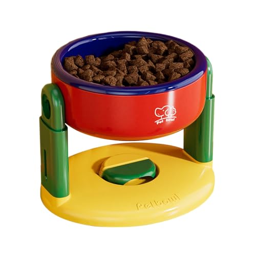 Elevated Cat Food Bowl, Raised Tilted Food, Water Bowls, 7,48 x 6,3 x 5,71 Zoll, Anti-Vomiting Design, Suction Cup Adjustable Height, Kittens and Puppies, Ideal für kleine Hunde von Qzdtue