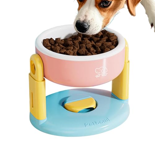 Elevated Cat Food Bowl, Raised Tilted Food, Water Bowls, 7,48 x 6,3 x 5,71 Zoll, Anti-Vomiting Design, Suction Cup Adjustable Height, Kittens and Puppies, Ideal für kleine Hunde von Qzdtue