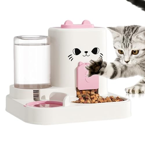 Große Kapazität, automatisches Katzenfeeder, Trockenfutter mit Wasserspender, Sturdy Pet Food und Water Dispenser für drinnen und draußen, einfache und bequeme Lösung für Katzenfeeding von Qzdtue