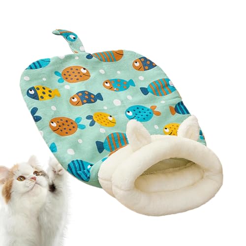 Katzenbett, bequemes Katzenbett mit Schwanz, weiches Kissen für Katzen im Innenbereich, Kuscheltasche für Katzen unter 17,6 lb, bequemes Bett für Haustiere, mit waschbarer Matte von Qzdtue