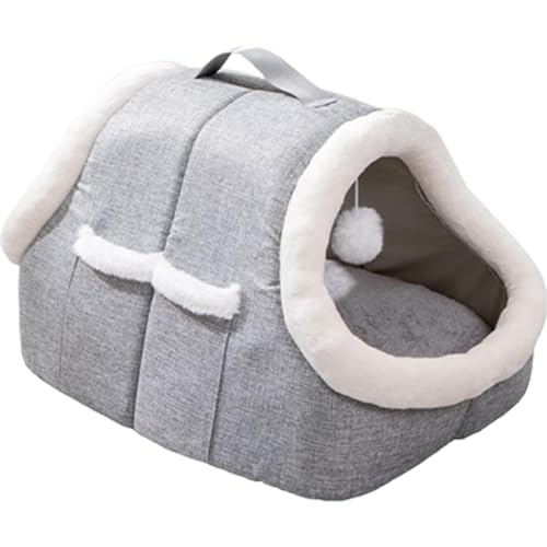 Katzenbett für den Innenbereich, abnehmbar, warmes Nest mit Seitentasche, ideal für den Winter, für Haustiere, bequem, Schlafraum, perfektes Winternest für Haustiere und Katzen von Qzdtue